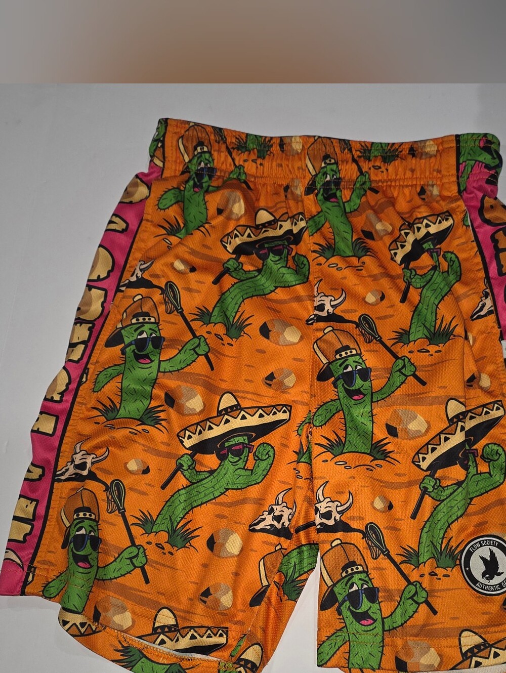 Flow Society Kids Orange Cactus-Print Play Shorts Size Youth Large